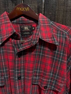 RRL by Ralph Lauren Red & Black Plaid Button-Up Shirt Western Workwear